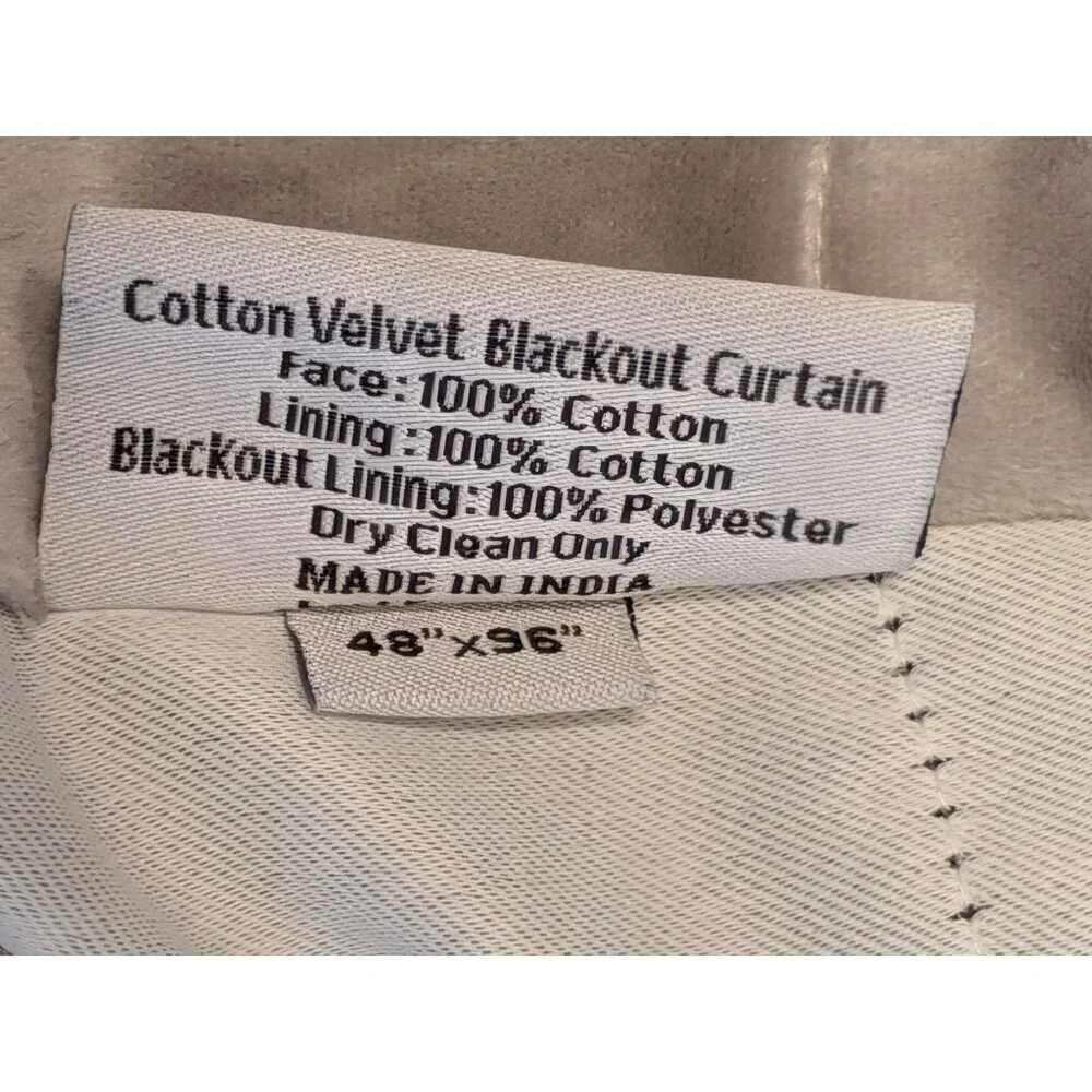 Quince Cotton Velvet Room Darkening Curtain Color Light Grey Size 48x96 -NEW-